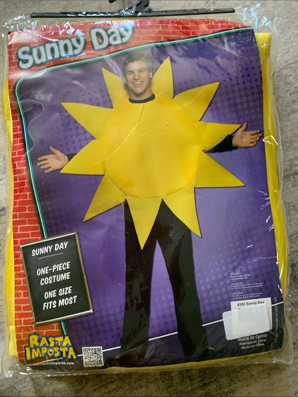 NIB Unisex Sunny Day Yellow Sun Costume by Rasta Imposta